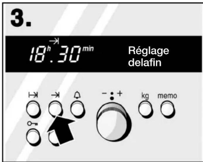 3. 18h 30min Réglage delafin kg memo