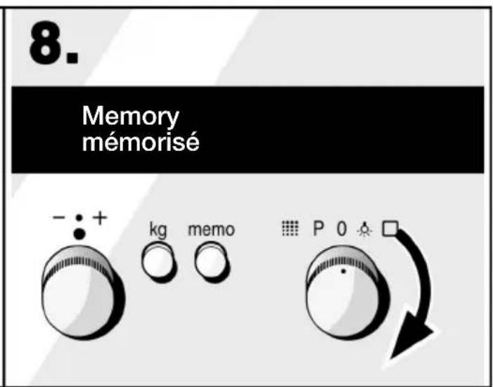 8. Memory mémorisé - : + kg memo P 0 ▲