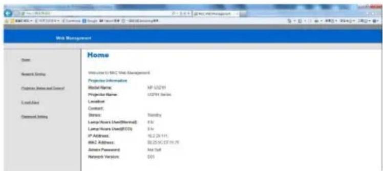 Home Website to MRC Site Management Projector Information Model Name: MP 102/11 Projector Name: US791 Series Location Context: Status: Weekly Long Hours Used(Merical): 3 hr Long Hours Used(ETCD): 3 hr IP Address: 16.2.28.111 MRC Address: 88.25.9C.EF19.2F Admin Password: Not Usd Network Version: 001