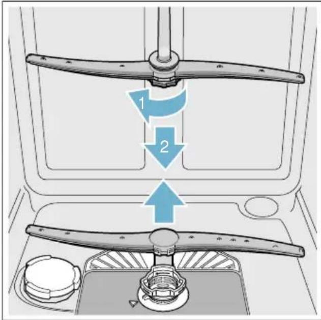 Diagram showing a mechanical assembly with labeled parts and directional arrows indicating motion or flow.