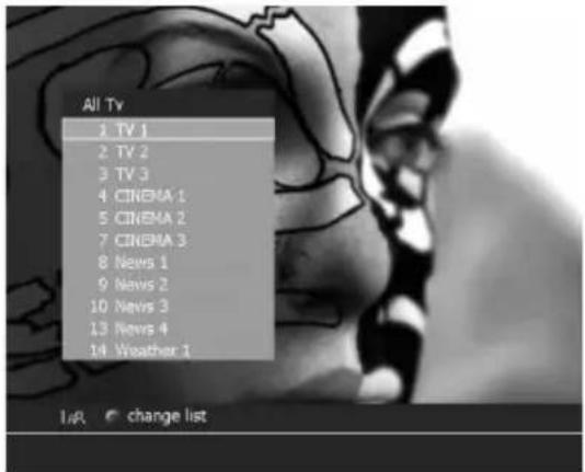 All TV 1 TV 1 2 TV 2 3 TV 3 4 CINEMA 1 5 CINEMA 2 7 CINEMA 3 8 News 1 9 News 2 10 News 3 13 News 4 14 Weather 1 I.R. © change list
