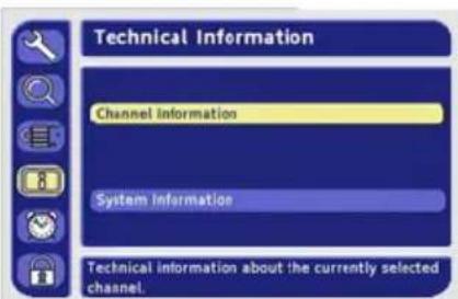 Technical Information Channel Information System Information Technical information about the currently selected channel.