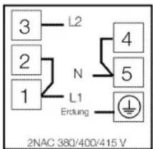 3 L2 2 N 1 L1 Erdung 4 5 2NAC 380/400/415 V