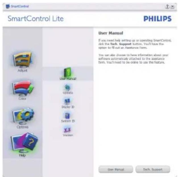 SmartControl Lite PHILIPS User Manual If you need help setting up or opening SmartControl, dark the Tech. Support button. You'll have the option to fill out an Assistance Form. You can also choose to have information about your software automatically attached to the assistance form. You'll need to be online to use the feature. User Manual Tech. Support