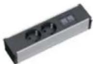 Bachmann 916.0039 - 3-way: 1 x custom module + power socket outlets, black and red Length: approx. 217 mm - 1