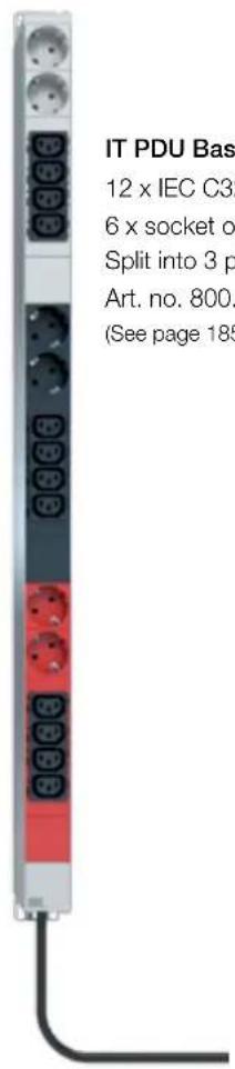 IT PDU Bas 12 x IEC C32 6 x socket o Split into 3 p Art. no. 800. (See page 185