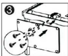 Diagram showing mechanical assembly with labeled components and directional arrows, including a magnified circular detail.