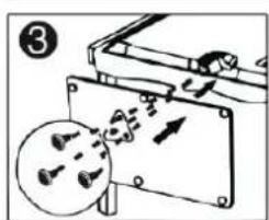 Diagram showing mechanical assembly with labeled components and motion arrows, including a magnified inset of circular features.