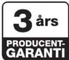 3 års PRODUCENT- GARANTI