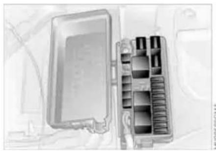 Interior view of an automotive electrical switchgear box (no visible text or symbols)