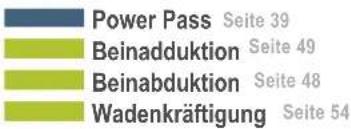Power Pass Seite 39 Beinadduktion Seite 49 Beinabduktion Seite 48 Wadenkräftigung Seite 54
