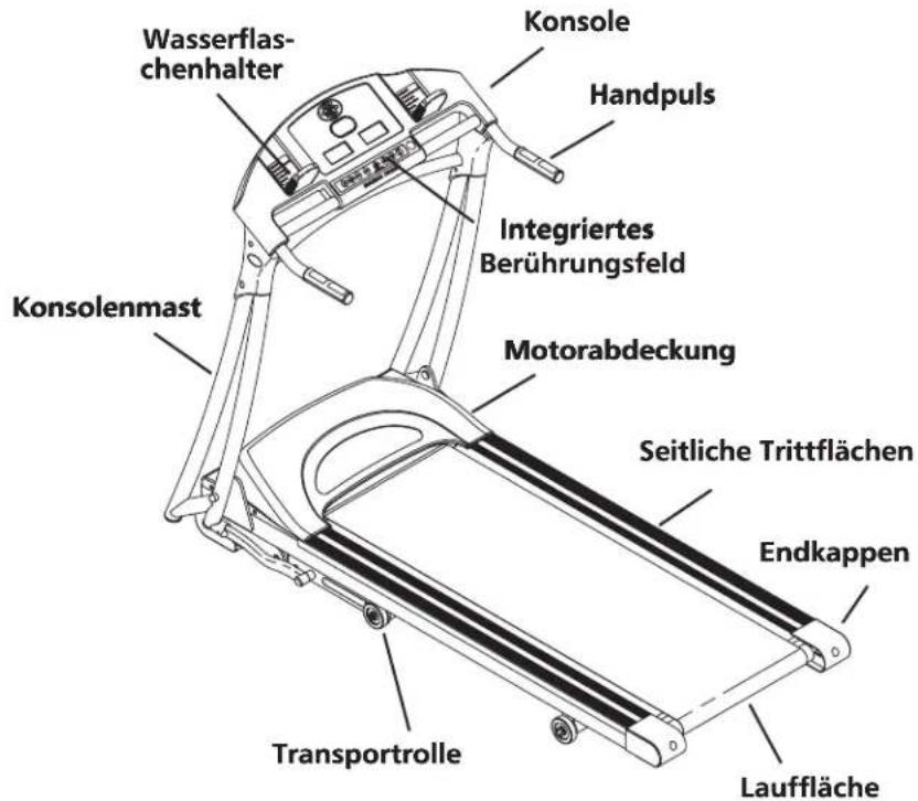 Wasserflaschenhalter Konsolenmast Konsole Handpuls Integriertes Berührungsfeld Motorabdeckung Seitliche Trittflächen Endkappen Transportrolle Lauffläche