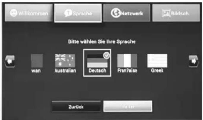 Willkommen Sprache Netzwerk Bädsch Bitte wählen Sie ihre Sprache wan Australian Deutsch Fran?aise Greek Zurück Välter