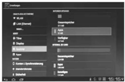 ENSTAGEN MANTUSSA & RETIME WLAN LAN (Ethernet) Math... MS27 Töme Display Spoklar Appra R135K Kanten i Synchroanierung Standardstroms Sicherheit INTERNAL SPECKES Gesamtspischer 511 MB Appra 511 MB Verfügbar 600 MB INTERNAL SP-CARD Gesamtspischer 511 MB Appra 511 MB Sonstiges 600 MB
