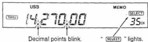 US$ MEMO THRU 4.270.00 SELECT 35CH Decimal points blink. " SELECT " lights.