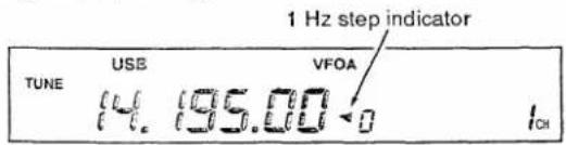 1 Hz step indicator TUNE USB VFOA 4.0 95.00 0 CH