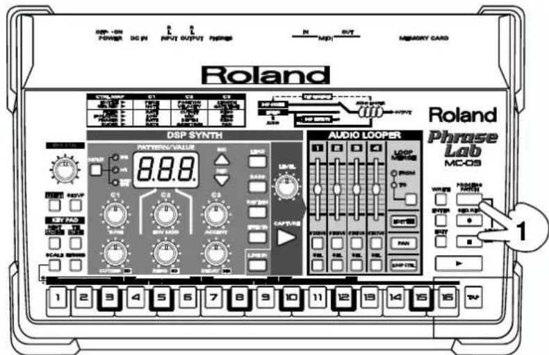 DSP -ON POWER DC IN INPUT OUTPUT PNDRS N MDP1 GVT MEMORY CARD Roland DSP SYNTH PATTERN/VALUE 8.8.0 LPGS CAPT/RIS AUDIO LOOPER Roland Phrase Lab MC-OS 1 2 3 4 5 6 7 8 9 10 11 12 13 14 15 16 W RJW HAPP SET FAD SET OUT SCALE SHOWN OUTHWG RUNG THKNG V CAPT/RIS LOAD/RIS LOAD/L LOAD/LOPER LOOP MODE FROM TO OFF PAN SPCP/TL 1 2 3 4 5 6 7 8 9 10 11 12 13 14 15 16 W