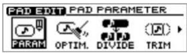 PAD EDIT PAD PARAMETER PARAM OPTIM. DIVIDE TRIM