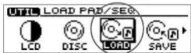 UTIL LOAD PAD/SEQ LCD DISC LOAD SAVE