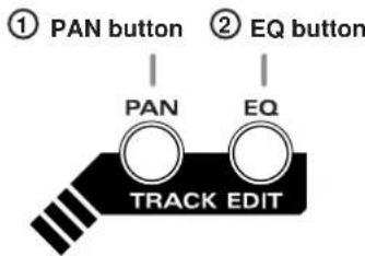 ① PAN button ② EQ button PAN EQ TRACK EDIT