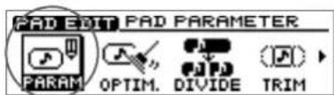 PAD EDIT PAD PARAMETER PARAM OPTIM. DIVIDE TRIM
