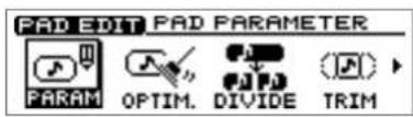 PAD EDIT PAD PARAMETER PARAM OPTIM. DIVIDE TRIM