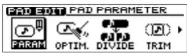PAD EDIT PAD PARAMETER PARAM OPTIM. DIVIDE TRIM