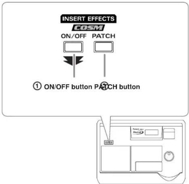 INSERT EFFECTS COSM ON/OFF PATCH ① ON/OFF button PATCH button