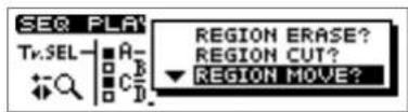 SEQ PLAY Region ERASE? REGION CUT? REGION MOVE?