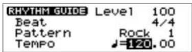 RHYTHM GUIDE Level 100 Beat 4/4 Pattern Rock 1 Tempo J=120.00