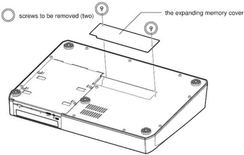 screws to be removed (two) the expanding memory cover