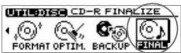 UTIL-DISC CD-R FINALIZE FORMAT OPTIM. BACKUP FINAL