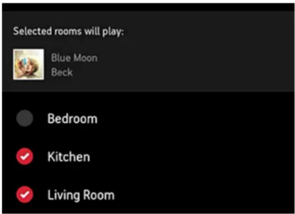 Selected rooms will play: Blue Moon Beck Bedroom Kitchen Living Room