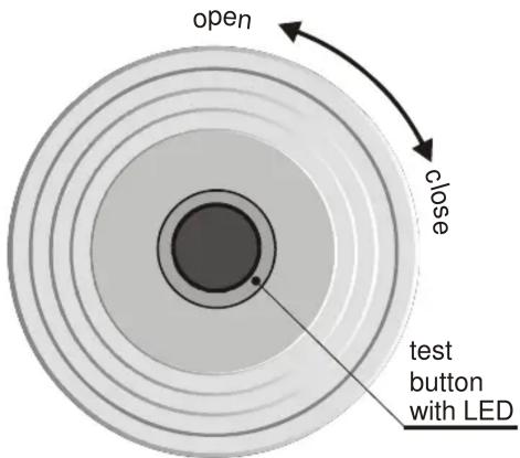 open close test button with LED