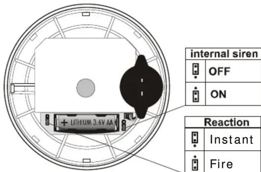 internal siren OFF ON LITHIUM 3.6V AA Reaction Instant Fire
