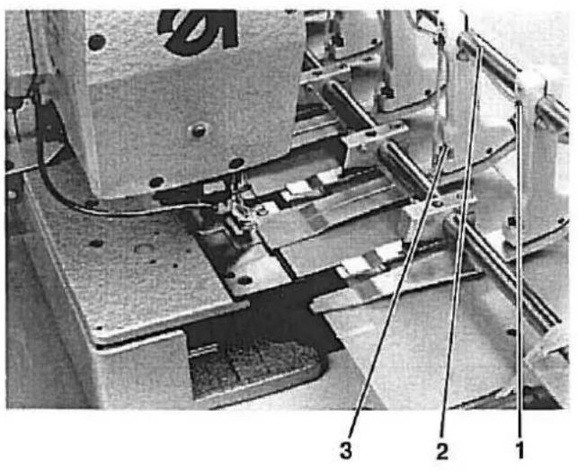 Technical diagram of a machine tool with numbered components labeled 1, 2, and 3