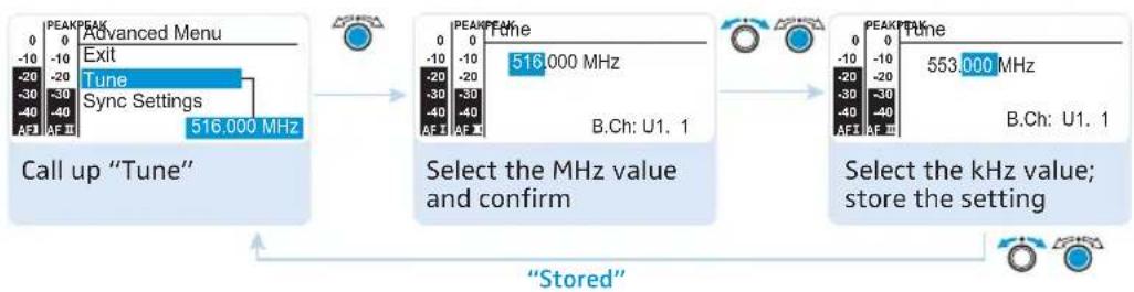 SENNHEISER SR 300 - Setting a transmission frequency for the current channel - 3
