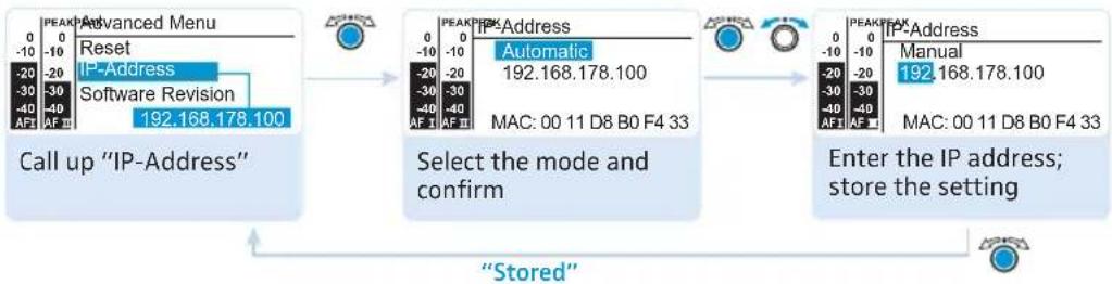 SENNHEISER SR 300 - Adjusting the network configuration – "IP Address" - 1