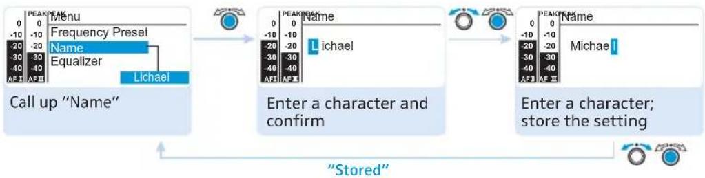 SENNHEISER SR 300 - Entering a name – "Name" - 1