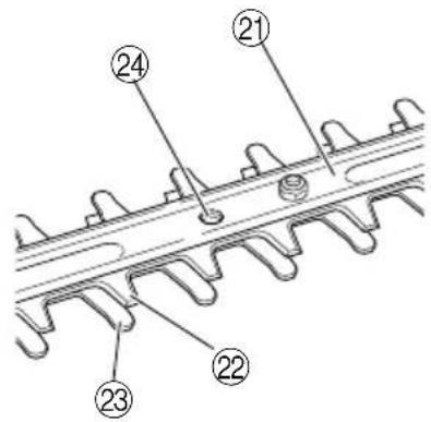 Technical diagram of a mechanical component with numbered parts labeled 21, 22, 23, and 24.