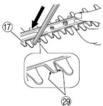 Technical diagram showing mechanical assembly with numbered parts and directional arrow indicating process