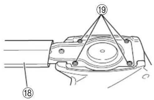 Technical diagram of a mechanical component with numbered parts and connection lines