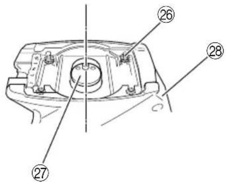 Technical diagram of a mechanical component with numbered parts labeled 26, 27, and 28
