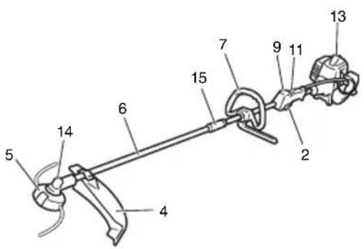 Labeled diagram of a mechanical device with numbered parts for identification