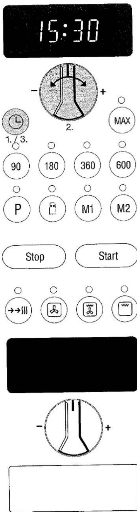 15:30 - 2. MAX 1. / 3. 90 180 360 600 P M1 M2 Stop Start →→ + - +