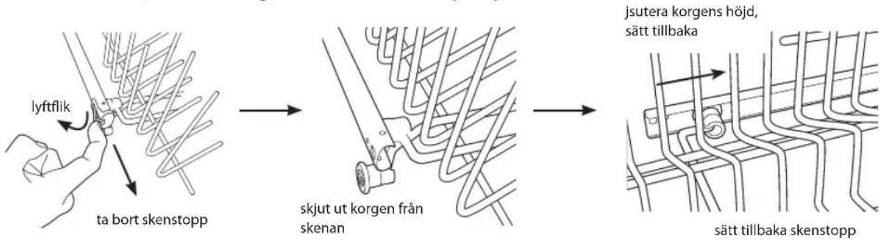 Logik LDW60W12N - Justering av övre korgen - 1