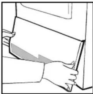 Line drawing of a person holding a folder, no text or symbols present