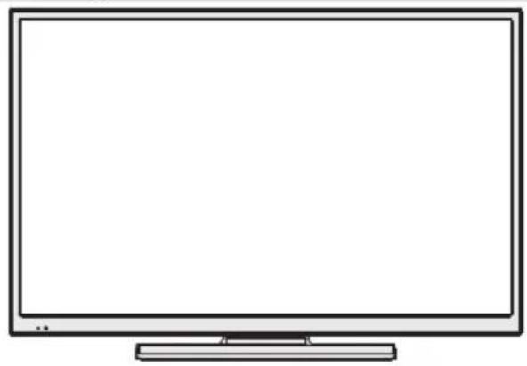 Line drawing of a flat-screen monitor with blank screen (no text or symbols)