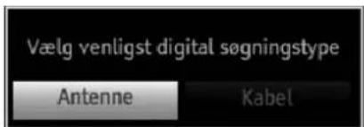 Vælg venligst digital søgningstype Antenne Kabel