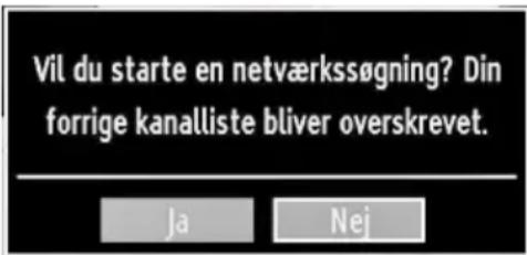 Vil du starte en netværkssøgning? Din forrige kanalliste bliver overskrevet. Ja Nej
